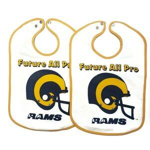 NFL Los Angeles Rams Lot Of 2 Baby Bibs Future All Pro Rams White Yellow Blue